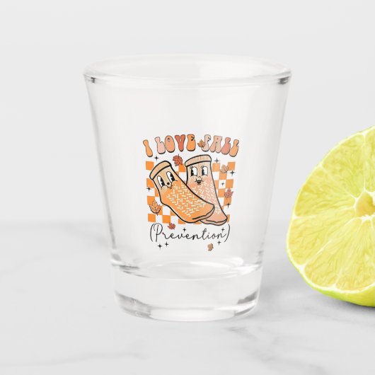 Groovy Retro I Liebe Herbstverhütung Funny Schnapsglas (Vorderseite)