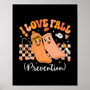 Groovy Retro Ich liebe Sturzprävention Herbst Phys Poster