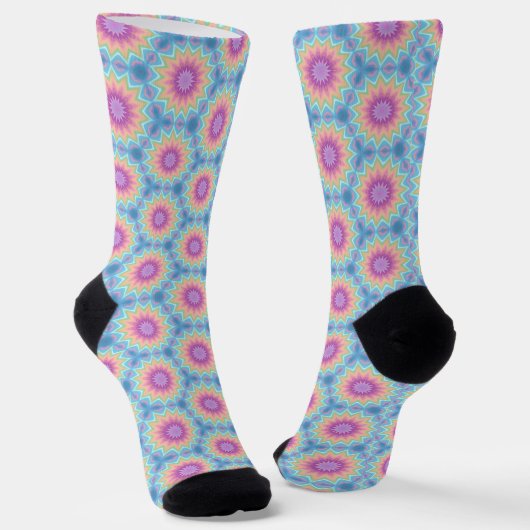 Groovy Retro Kaleidoskop Muster Farbe Socken (Gewinkelt)