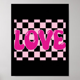 Groovy Retro kariertes Herz Liebe Retro Liebe Vale Poster