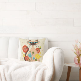 Groovy Retro Katzenwirbelkissen (Modernes Mittelal Kissen