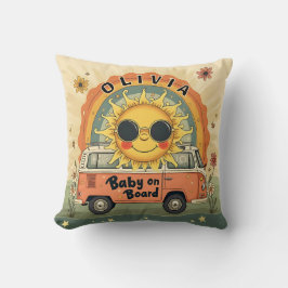 Groovy Retro Lächeln Baby Sun, Peace & Liebe Vibes Kissen
