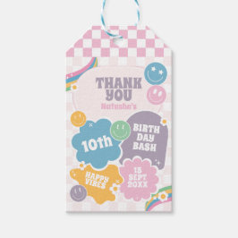 Groovy Retro lächelt Geburtstag Danke Geschenkanhänger