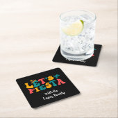 Groovy Retro Lass uns Fiesta feiern Rechteckiger Pappuntersetzer (Vor Ort)