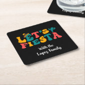 Groovy Retro Lass uns Fiesta feiern Rechteckiger Pappuntersetzer (angewinkelt)