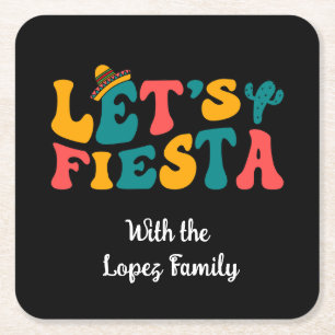 Groovy Retro Lass uns Fiesta feiern Rechteckiger Pappuntersetzer