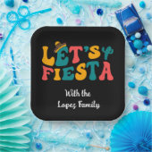 Groovy Retro Lasst uns Fiesta feiern Pappteller (Party)
