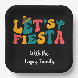 Groovy Retro Lasst uns Fiesta feiern Pappteller