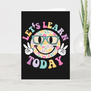 Groovy Retro Lasst Uns Heute Lernen Lehrer Schüler Karte