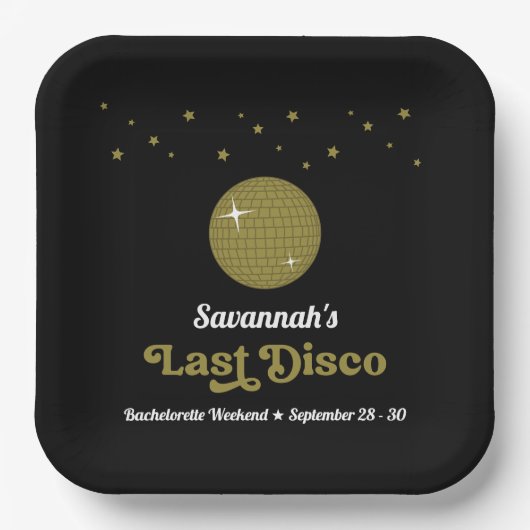 Groovy Retro Last Disco Bridge Junggeselinnen-Absc Pappteller (Vorderseite)