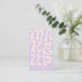 Groovy Retro Lavendel Logo qr Code Makeup Visitenkarte (Stehend Vorderseite)