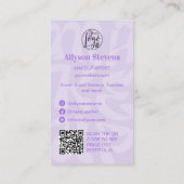 Groovy Retro Lavendel Logo qr Code Makeup Visitenkarte (Rückseite)