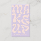 Groovy Retro Lavendel Logo qr Code Makeup Visitenkarte (Vorderseite)