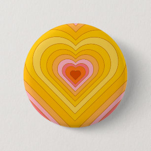 Groovy Retro Layered Heart Button