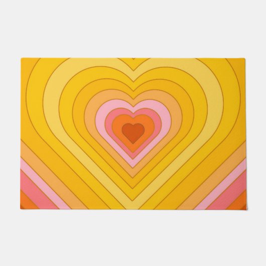 Groovy Retro Layered Heart Fußmatte (Vorderseite)