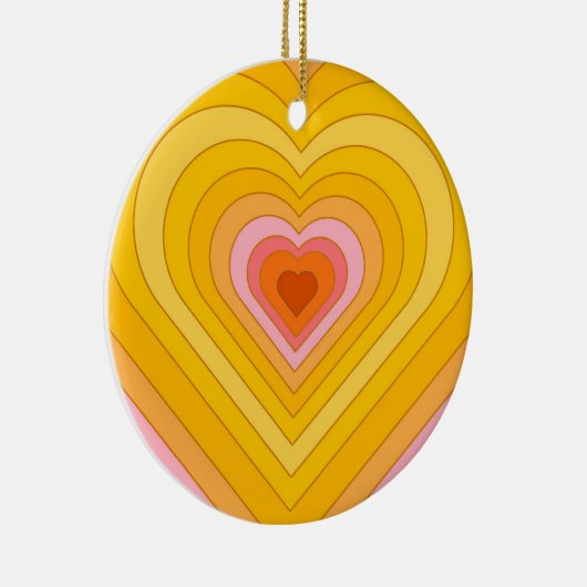 Groovy Retro Layered Heart Keramik Ornament (Rechts)