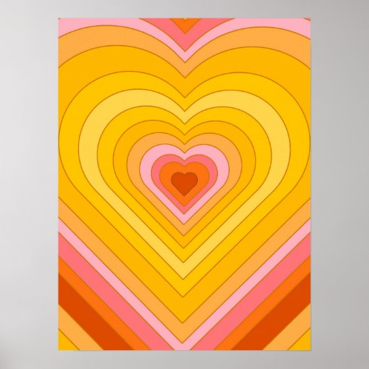 Groovy Retro Layered Heart Poster (Vorne)