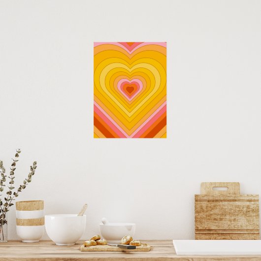 Groovy Retro Layered Heart Poster (Küche)