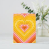 Groovy Retro Layered Heart Postkarte (Stehend Vorderseite)