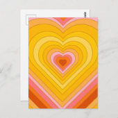 Groovy Retro Layered Heart Postkarte (Vorne/Hinten)