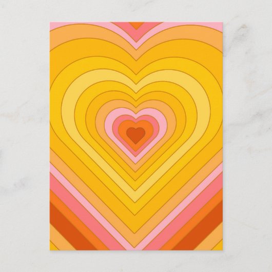 Groovy Retro Layered Heart Postkarte (Vorderseite)