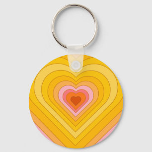 Groovy Retro Layered Heart Schlüsselanhänger