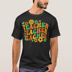 Groovy Retro Lehrer Inspirierend Grundschule Zurüc T-Shirt
