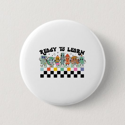 Groovy Retro Lehrer Leben Gänseblümchen Hippy Sei Button (Vorderseite)