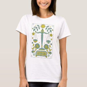 Groovy Retro Libra Horoskop Astrologie Grün T-Shirt