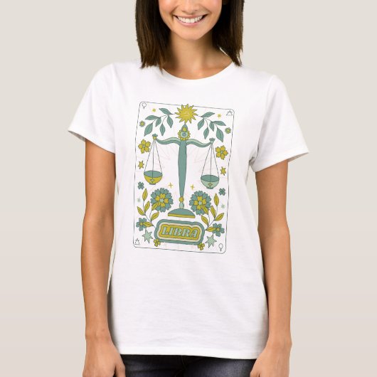 Groovy Retro Libra Horoskop Astrologie Grün T-Shirt (Vorderseite)