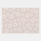 Groovy Retro Light Brown Daisy Floral Geschenkpapier Set (Vorderseite 3)