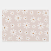 Groovy Retro Light Brown Daisy Floral Geschenkpapier Set (Vorderseite 2)