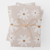 Groovy Retro Light Brown Daisy Floral Geschenkpapier Set (Beispiel)