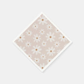 Groovy Retro Light Brown Daisy Floral Serviette (Ecke)