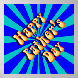 Groovy Retro Light & Dark Blue Vatertag Poster