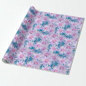 Groovy Retro Lila Daisy Pattern Geschenkpapier (Ungerollt)