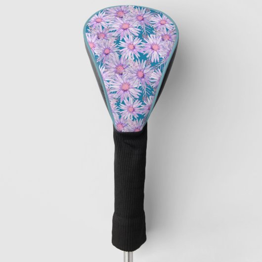 Groovy Retro Lila Daisy Pattern Golf Headcover (Vorderseite)