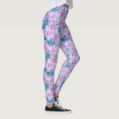 Groovy Retro Lila Daisy Pattern Leggings (Rechts)