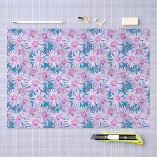 Groovy Retro Lila Daisy Pattern Seidenpapier (Handwerk)