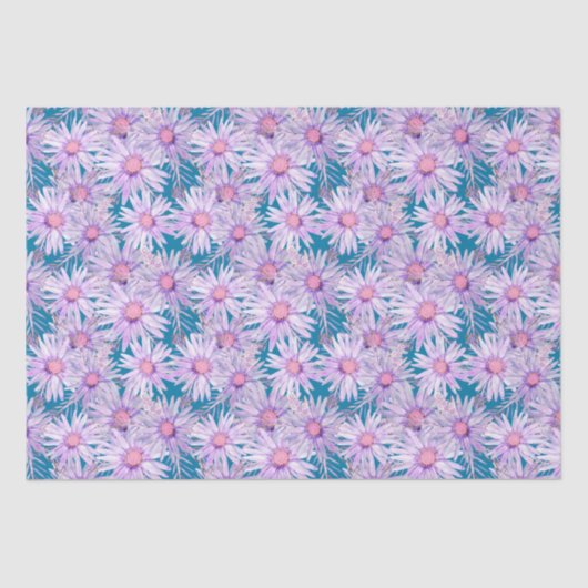 Groovy Retro Lila Daisy Pattern Seidenpapier (Vorderseite)
