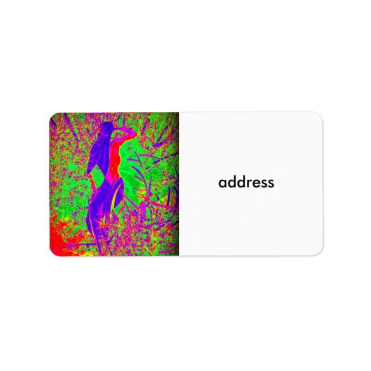 Groovy Retro lila Hippie-Meerjungfrau Adressaufkleber (Vorne)