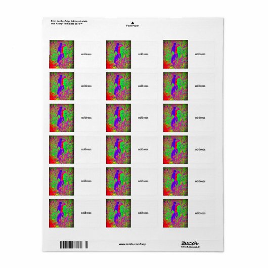 Groovy Retro lila Hippie-Meerjungfrau Adressaufkleber (Vorne)
