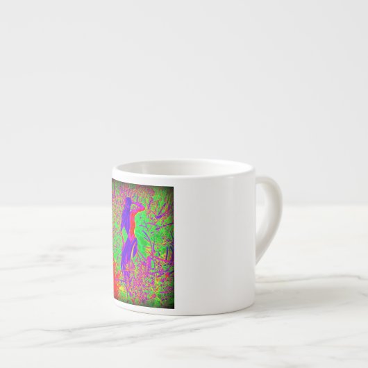 Groovy Retro lila Hippie-Meerjungfrau Espressotasse (Vorderseite Rechts)