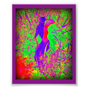 Groovy Retro lila Hippie-Meerjungfrau Fotodruck