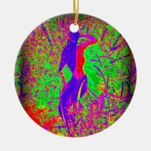 Groovy Retro lila Hippie-Meerjungfrau Keramikornament