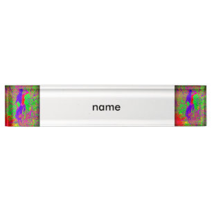 Groovy Retro lila Hippie-Meerjungfrau Namensplakette
