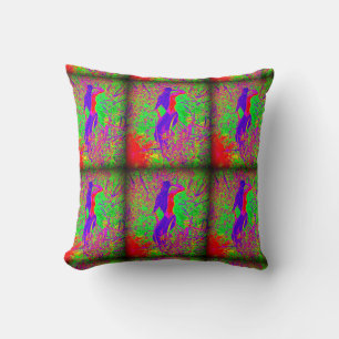 Groovy Retro lila Hippie-Meerjungfrauen auf Grün Kissen