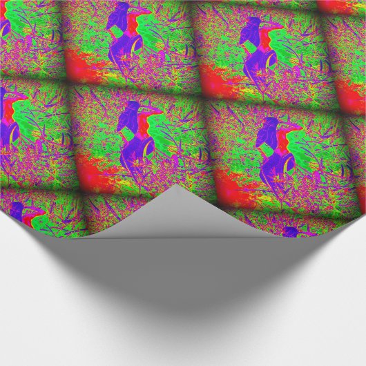 groovy retro lila Hippiemeerjungfrauen Geschenkpapier (Ecke)