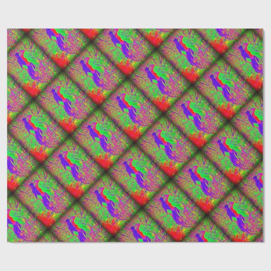 groovy retro lila Hippiemeerjungfrauen Geschenkpapier (Flach)