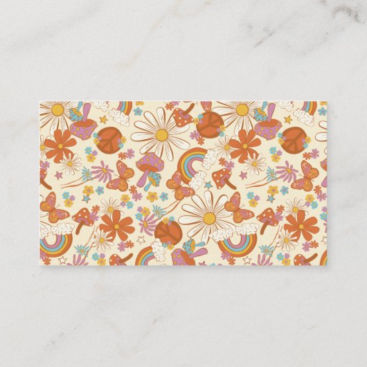 Groovy Retro Lila Peace Blume Trendy Visitenkarte (Rückseite)